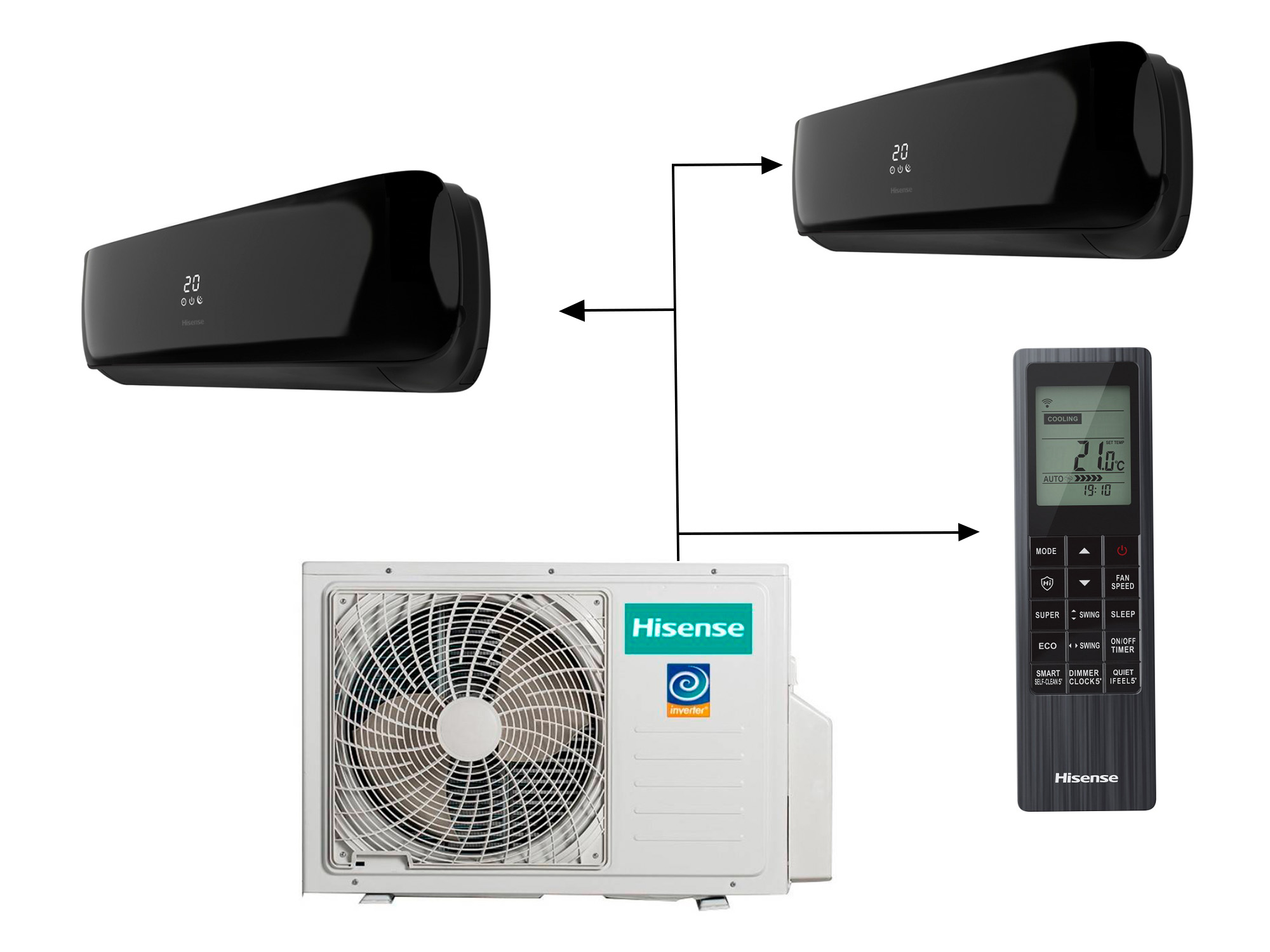 Hisense AMW2-18U4RXC LP+ AMS-09UW4RVETG00(B) + AMS-12UW4RVETG00(B) (для длинных трасс) 